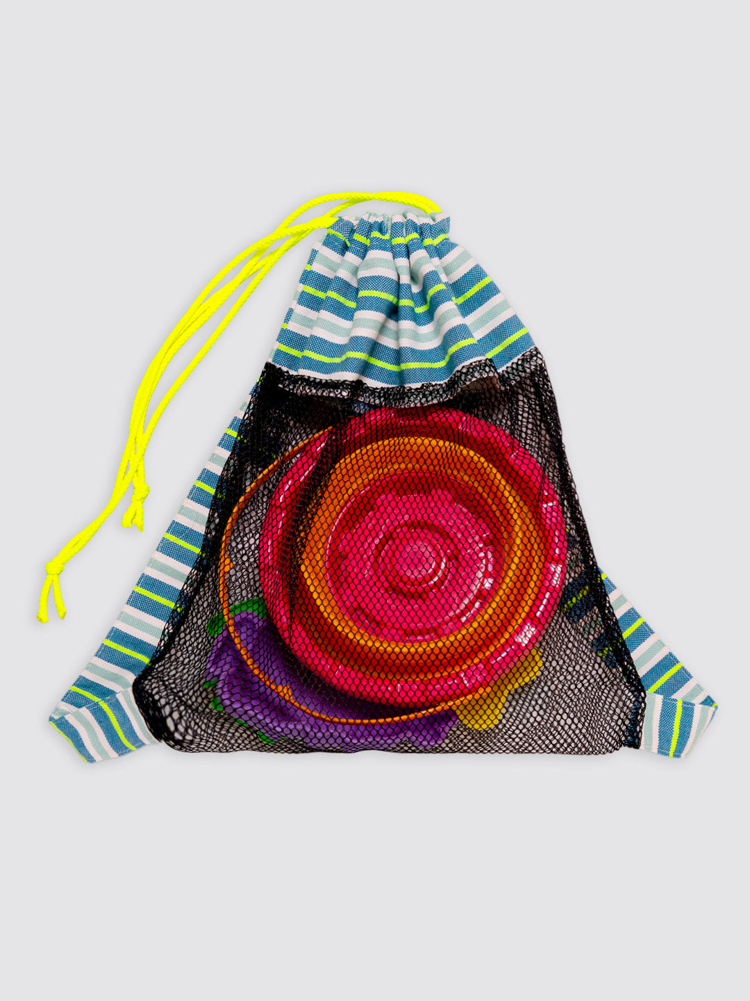 Mochila Rejilla Rayas Flúor Amarillo