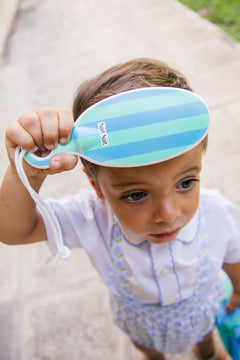 Brush Drainer Striped Light Blue