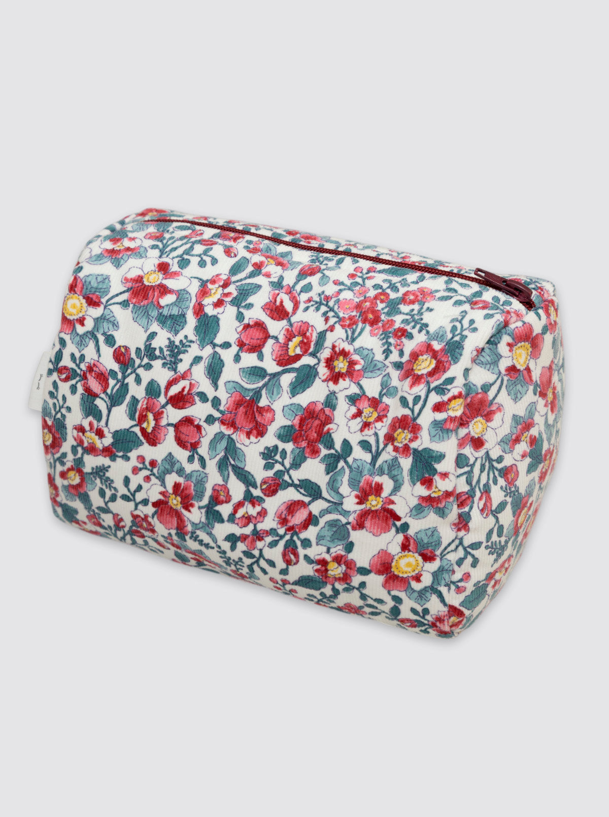 Trousse de toilette Flor en velours côtelé, bordeaux