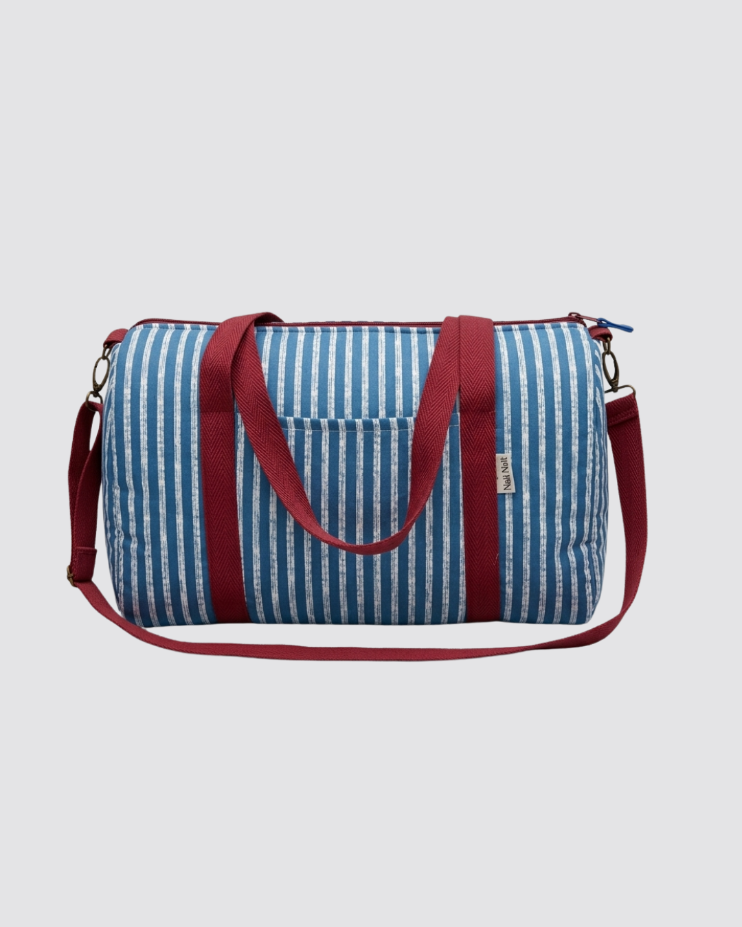 Bolsa de Viaje Rayas Playa Azul y Burdeos