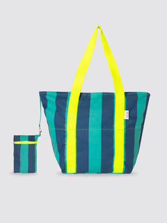 Large Beach Bag Striped Tarifa Green