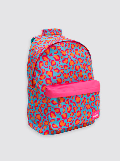 Mochila Grande Ordenador Leopardo Flúor Rosa