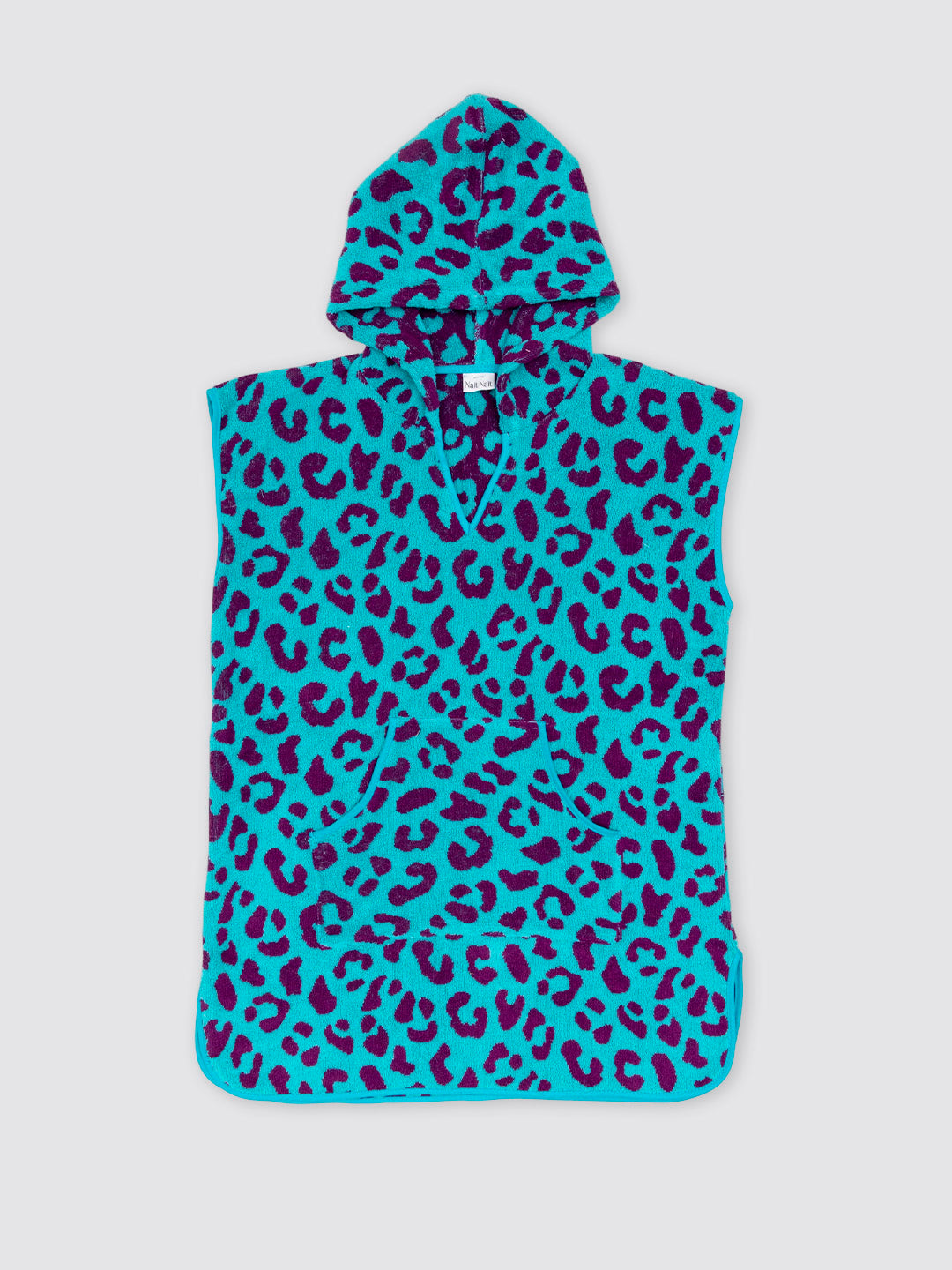Poncho Playa Bolsillo Animal Print Leopardo Morado