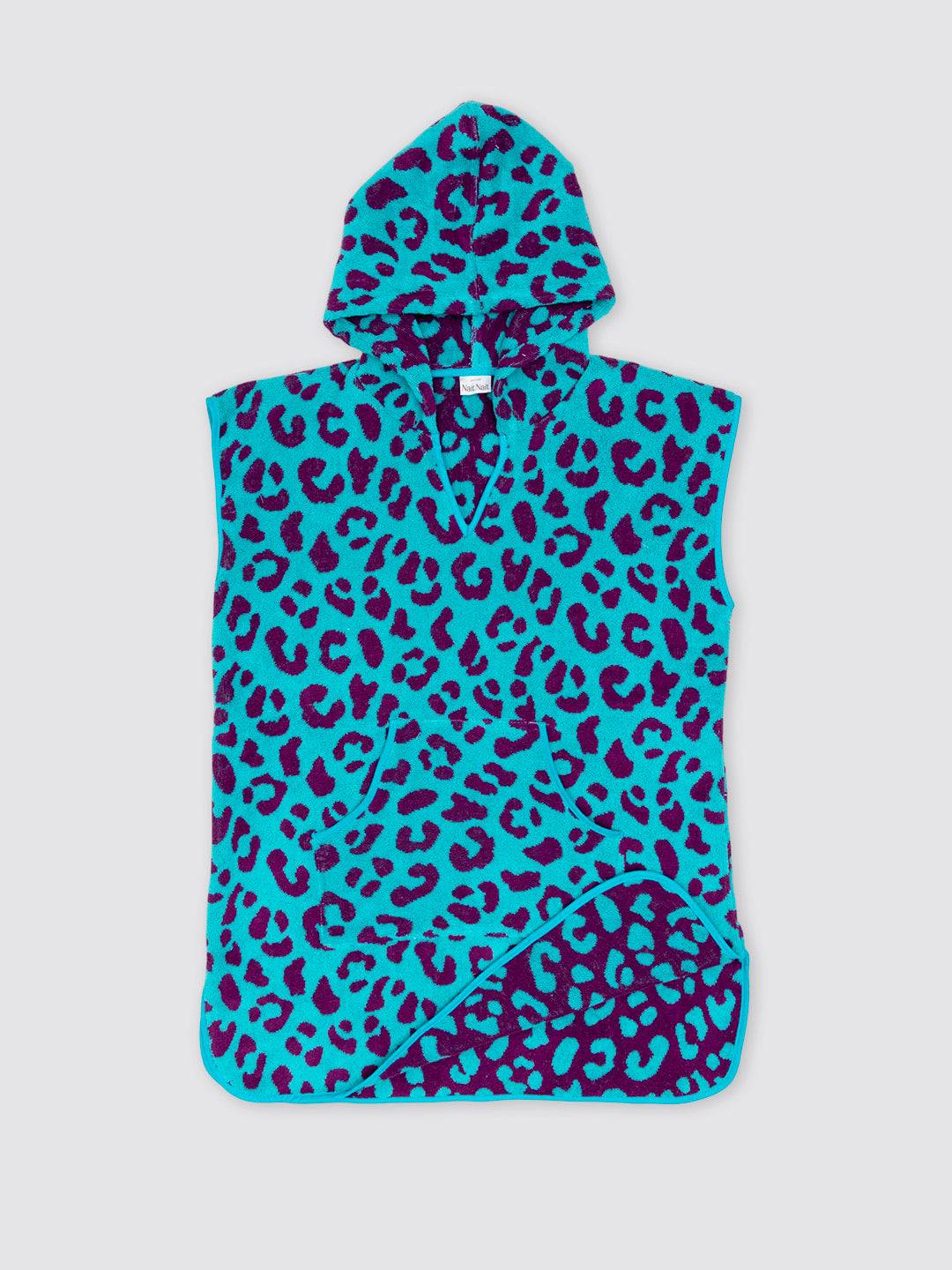 Poncho Playa Bolsillo Animal Print Leopardo Morado