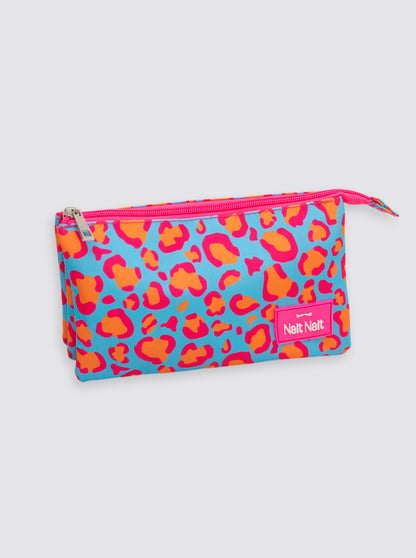 Estuche Portalápices Leopardo Rosa Flúor