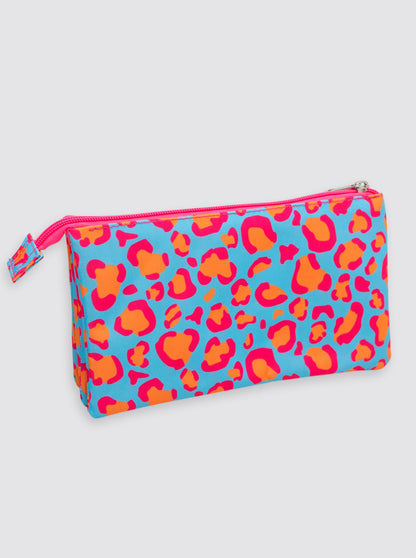 Estuche Portalápices Leopardo Rosa Flúor