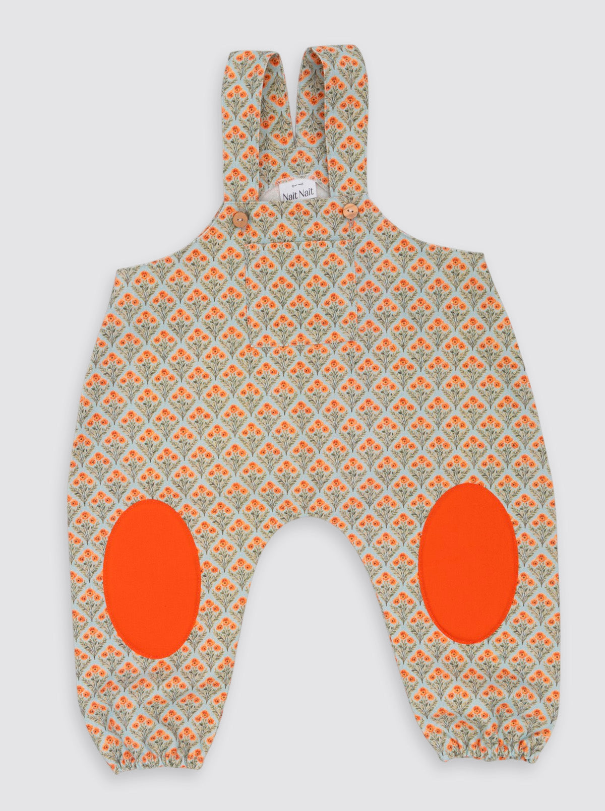 Crawling Dungarees Orange Daisies