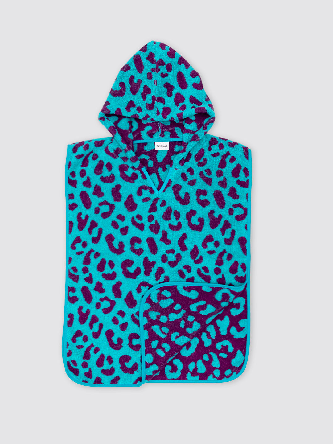 Poncho Playa Animal Print Leopardo Morado