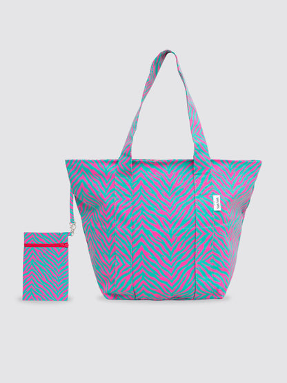 Bolsa de Playa Grande Animal Print Cebra Turquesa