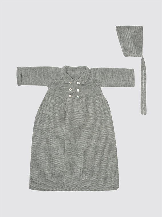 Abrigo Saco Punto Invierno + Gorro Gris (Medida Especial)