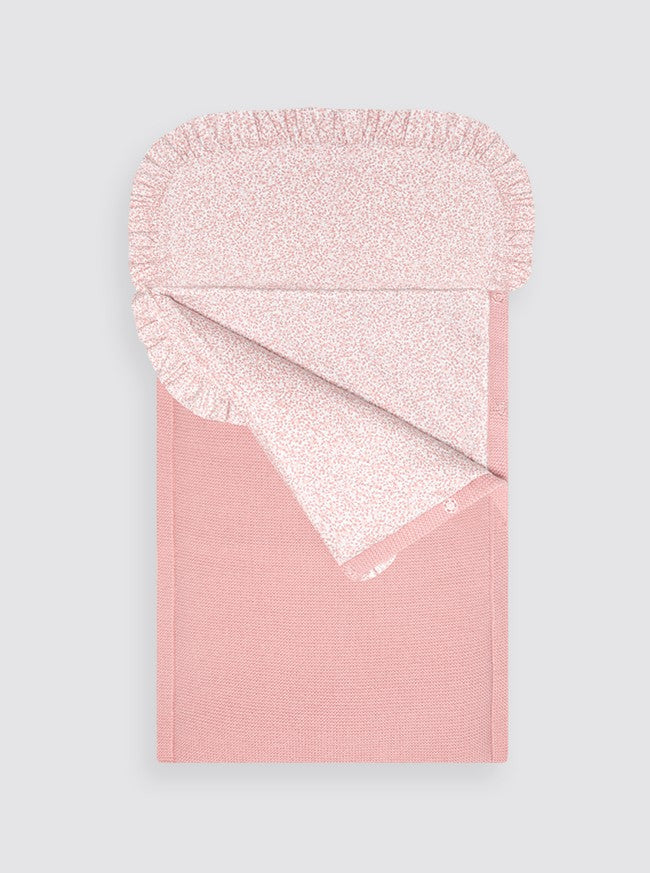 Saco de Punto Invierno Rosa con Sábana de Florecitas y Guata Extraíble - Capazo