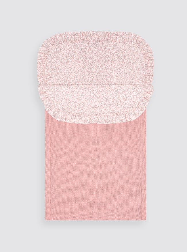 Saco de Punto Invierno Rosa con Sábana de Florecitas y Guata Extraíble - Capazo