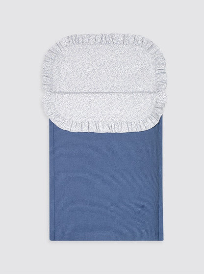 Sac de couchage d'hiver bleu en maille avec drap-housse à fleurs et ouate amovible - Berceau