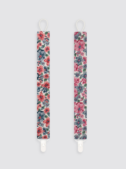 Attache-tétine Collection florale en lin rustique