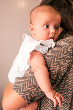 Waterproof terry cloth bib with stripes