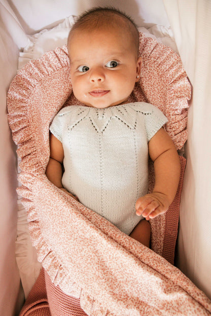 Sac de couchage d'hiver rose en tricot avec drap fleuri et ouate amovible - Panier