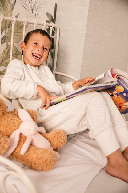 Pyjama à bulles à manches et fleurs vertes