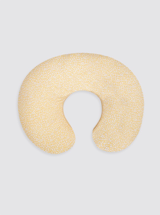 Coussin d'allaitement jaune à fleurs blanches