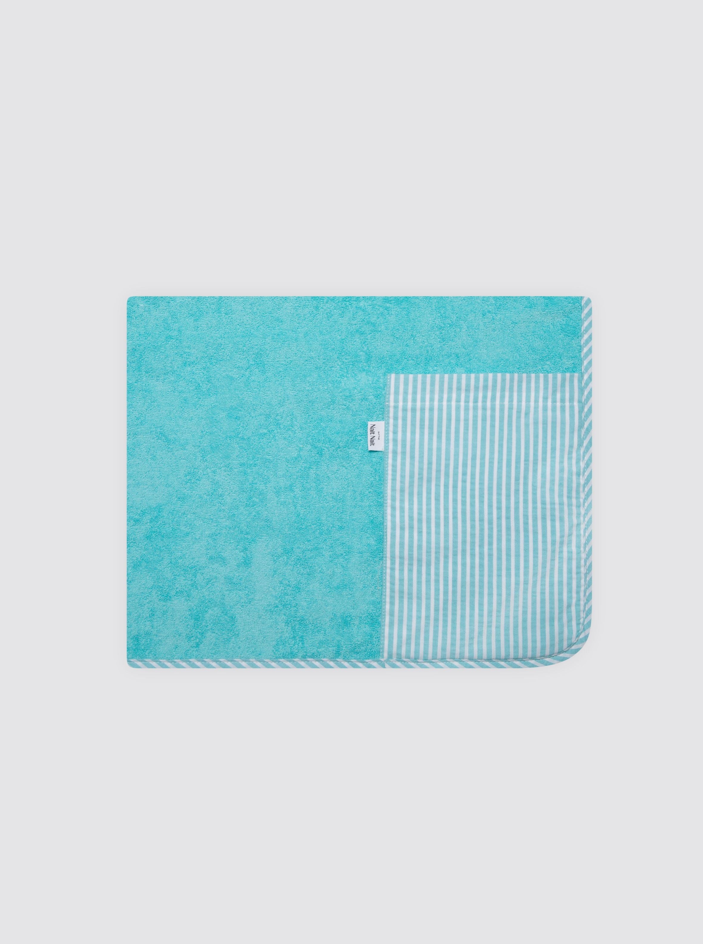 Serviette de plage à poche rayée Candela vert turquoise