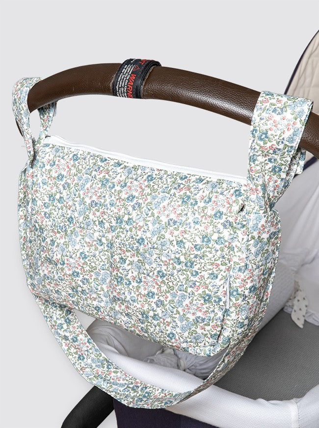 Petit sac à roulettes bleu Inés Flowers