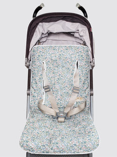 Housse d'été pour poussette légère à motif Inés Flowers, bleue