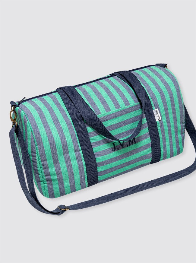 Bolsa de Viaje Rayas Denim y Verde