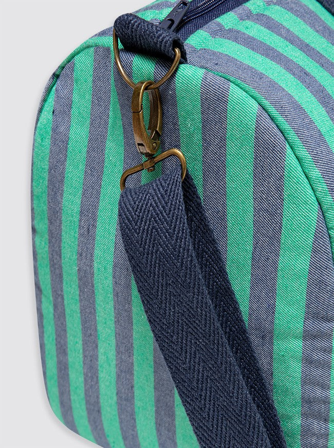 Bolsa de Viaje Rayas Denim y Verde