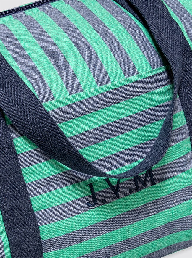 Bolsa de Viaje Rayas Denim y Verde