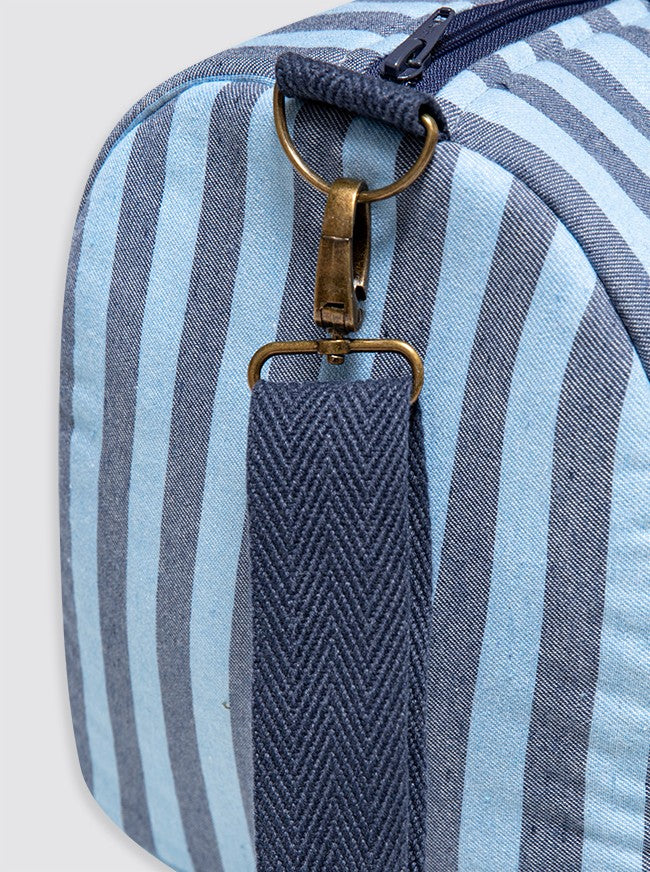 Bolsa de Viaje Rayas Denim y Celeste
