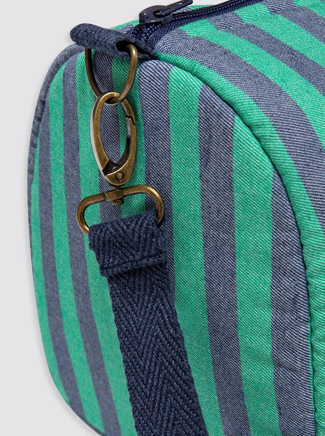 Sac de sport en denim et à rayures vertes