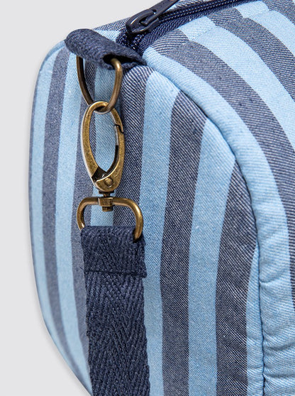 Sac de sport en denim et rayures bleu clair