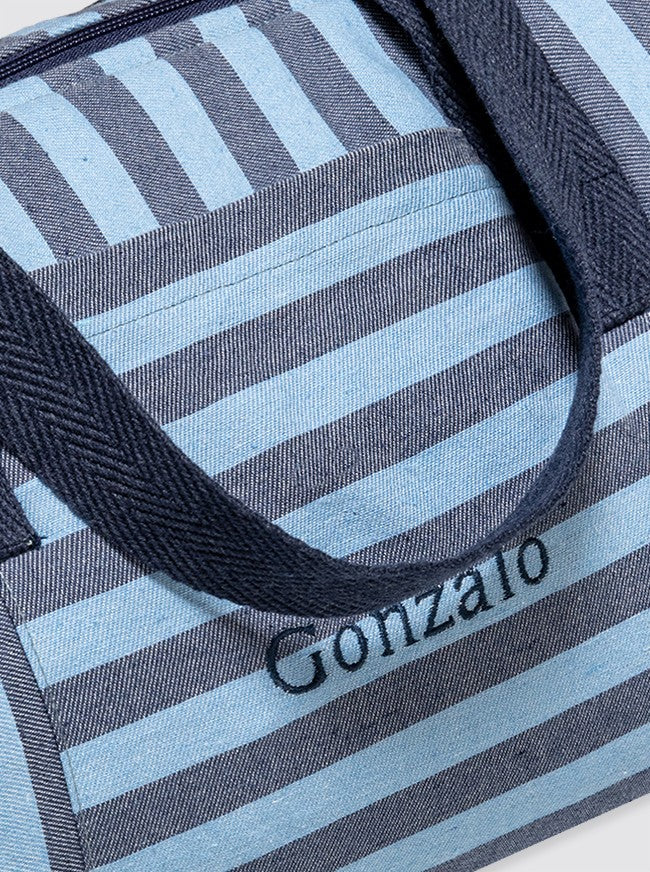Sac de sport en denim et rayures bleu clair