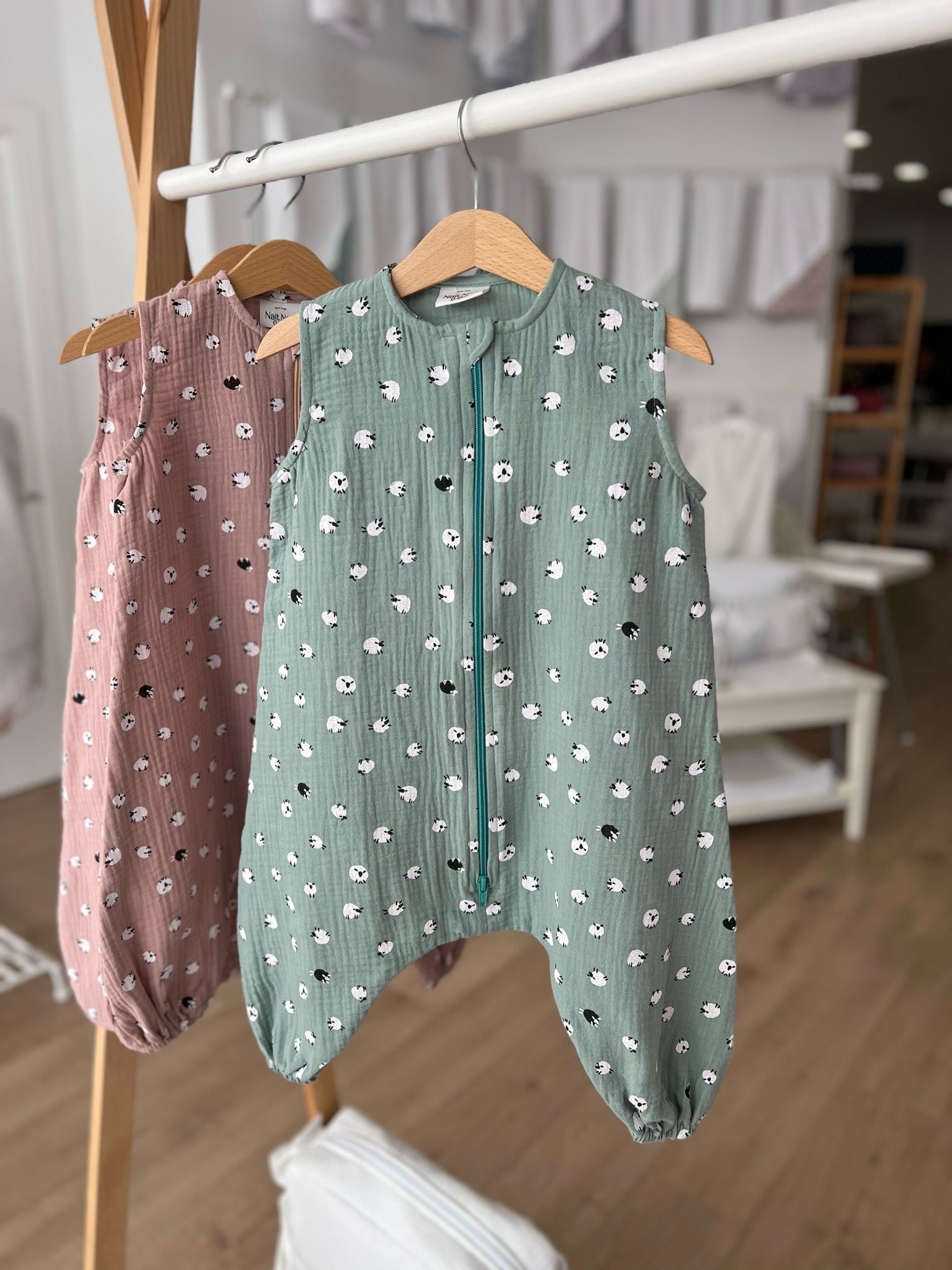 Bubble Pajamas, Cotton, Green, Sheep