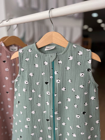 Bubble Pajamas, Cotton, Green, Sheep