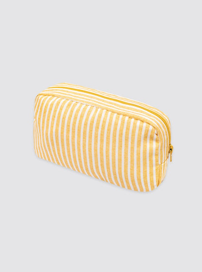 Petite trousse de toilette à rayures jaunes