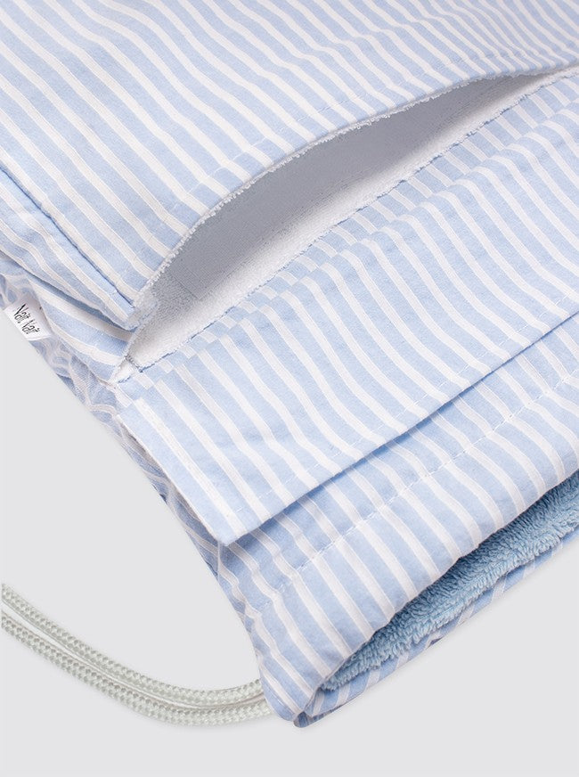 Sac de plage à rayures bleu clair