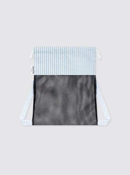Light Blue Striped Mesh Backpack
