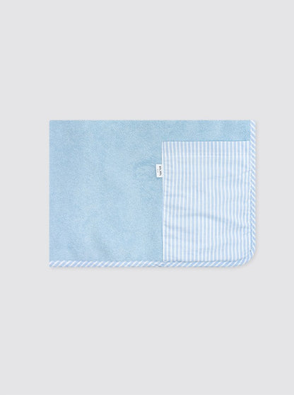 Light Blue Striped Beach Towel with Pocket