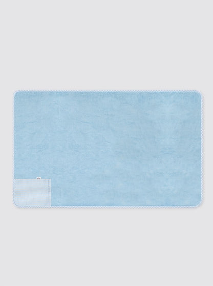 Light Blue Striped Beach Towel with Pocket