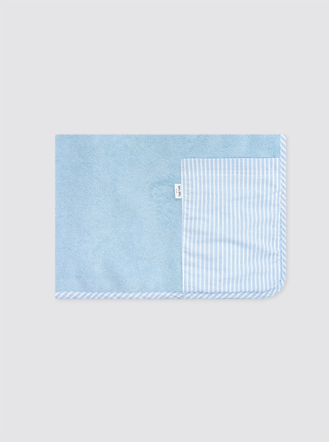 Large Beach Towel with Pocket, Light Blue Stripes
