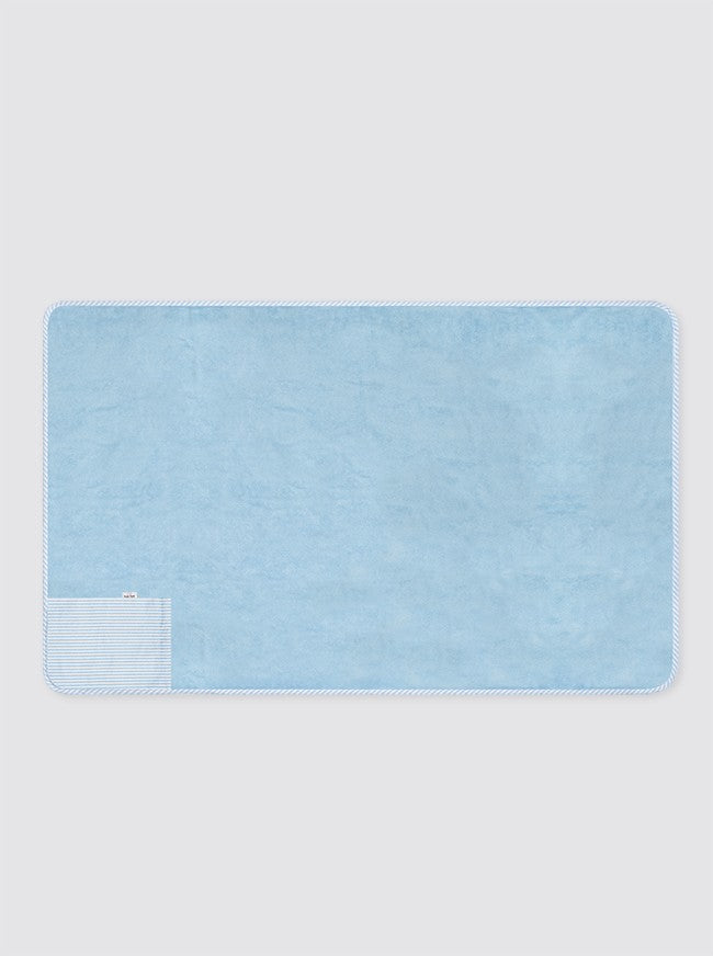 Large Beach Towel with Pocket, Light Blue Stripes