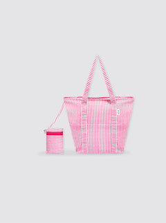 Small Striped Beach Bag Candle Pink Strawberry