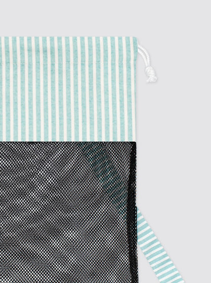 Candela Striped Mesh Backpack, Aqua Green