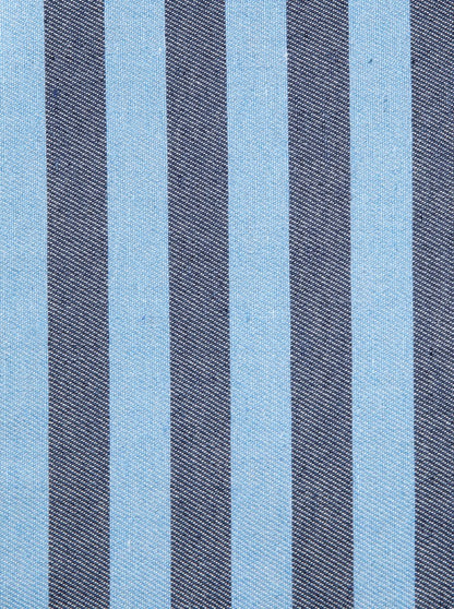 Petite trousse de toilette rayée en denim et bleu clair