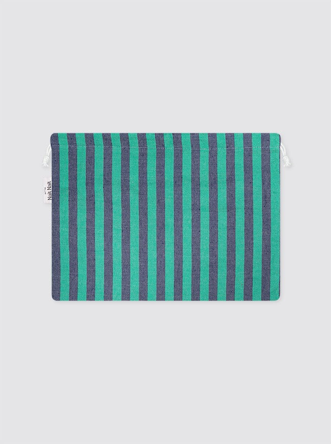 Grand sac de voyage rayé en denim et vert