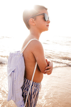 Sac de plage à rayures bleu clair