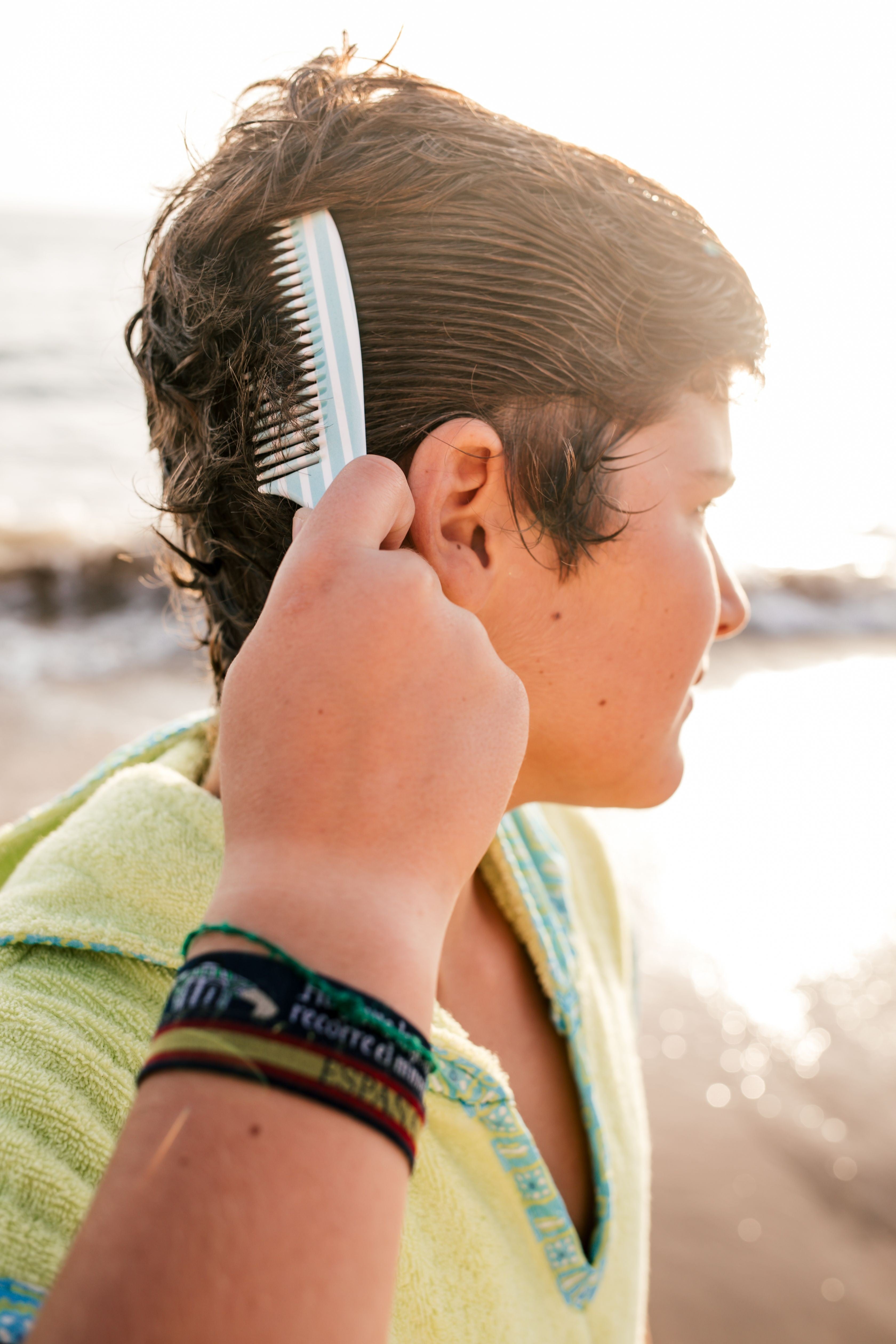 Peigne candela à rayures bleu clair