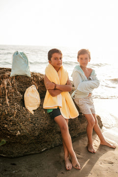 Beach Towel Pocket Striped Candela Yellow