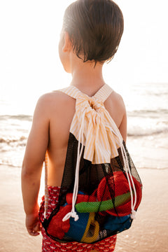 Yellow Striped Mesh Backpack