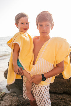 Yellow Striped Beach Poncho